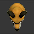 Cartoon Fox Head 3D Model With Yellow White Fur Blue Eyes And Friendly Expression