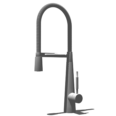 Modern Stainless Steel Kitchen Faucet With High Arc Swivel Spout Design 3d model