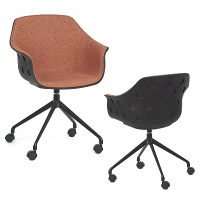 Modern Office Chair With Brown And Black Design Perforated Backrest And Swivel Wheels 3d model