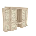 Classic Wooden Wardrobe With Intricate Carved Patterns Mirror And Drawers