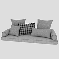 Cozy Beige Multi Seater Sofa With Plaid And Solid Color Pillows Soft Fabric Upholstery