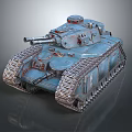 3D Rendered Light Blue Armored Tank With Main Cannon Tracks And Turret Details