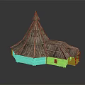 Traditional Rustic Wooden House Featuring Pyramid Roof And Wooden Plank Structure