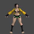 Female Action Character With Yellow Jacket Black Bikini Green Shorts And Black Boots