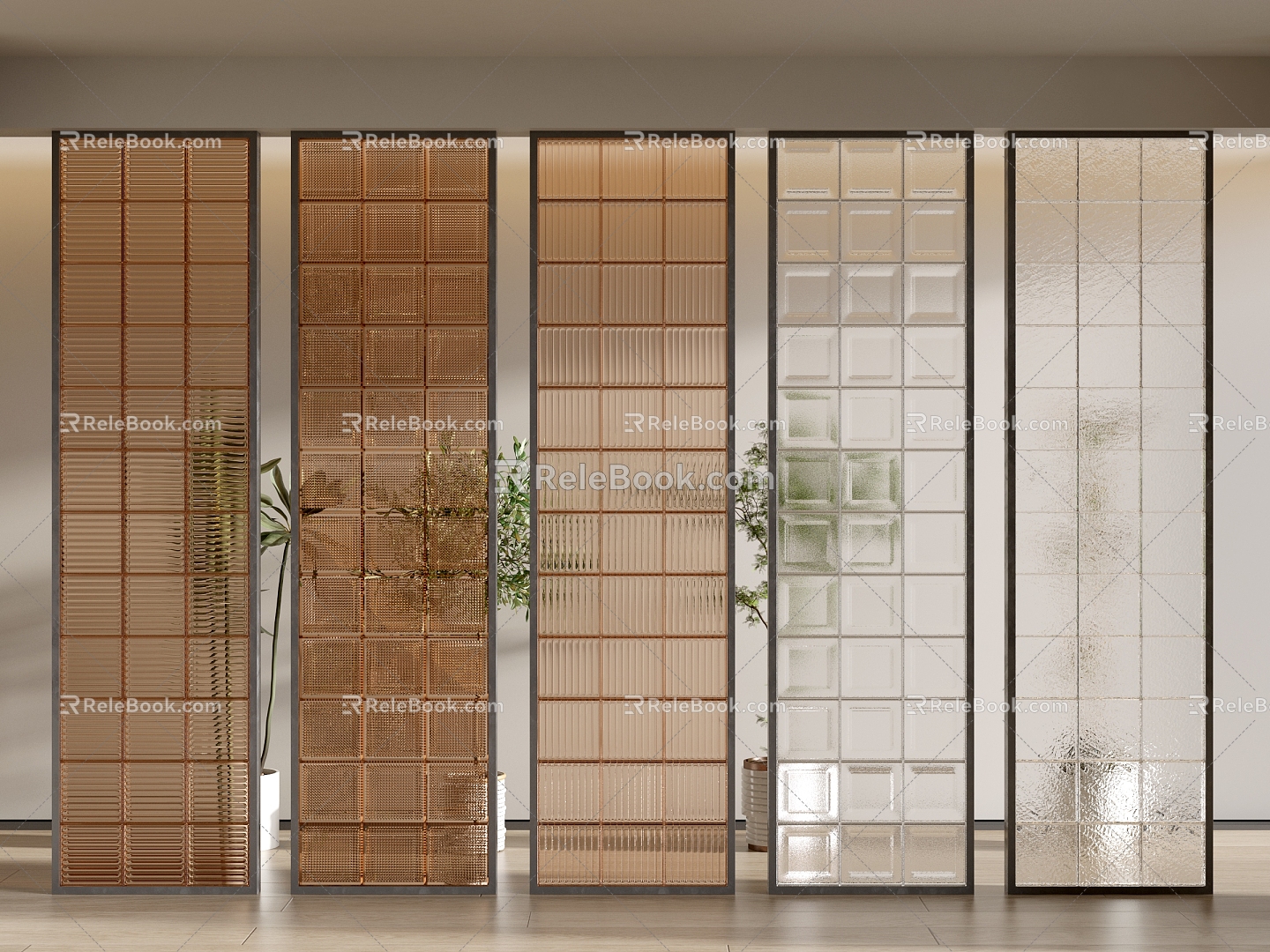 Art glass partition glass brick porch glass partition 3d model