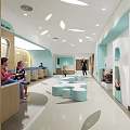 Modern Waiting Area Interior With Round Stools Wooden Panels And Bright Lighting