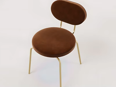 Brown Velvet Leisure Chair With Round Backrest And Gold Metal Legs Design 3d model