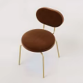 Brown Velvet Leisure Chair With Round Backrest And Gold Metal Legs Design