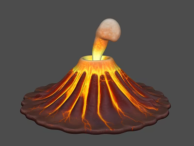 Sandbox Volcano Model With Erupting Lava And Rising White Smoke 3d model