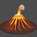 Sandbox Volcano Model With Erupting Lava And Rising White Smoke