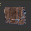 Stylish Brown Leather Bag With Straps Metal Buckles And Red Accent Detail