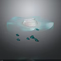 Modern Blue Transparent Decorative Ornament Featuring Small Fish Design Details