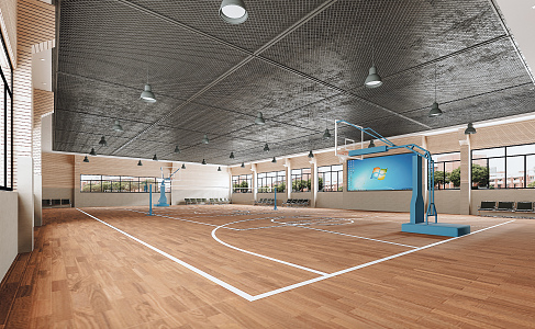 modern basketball court 3d model