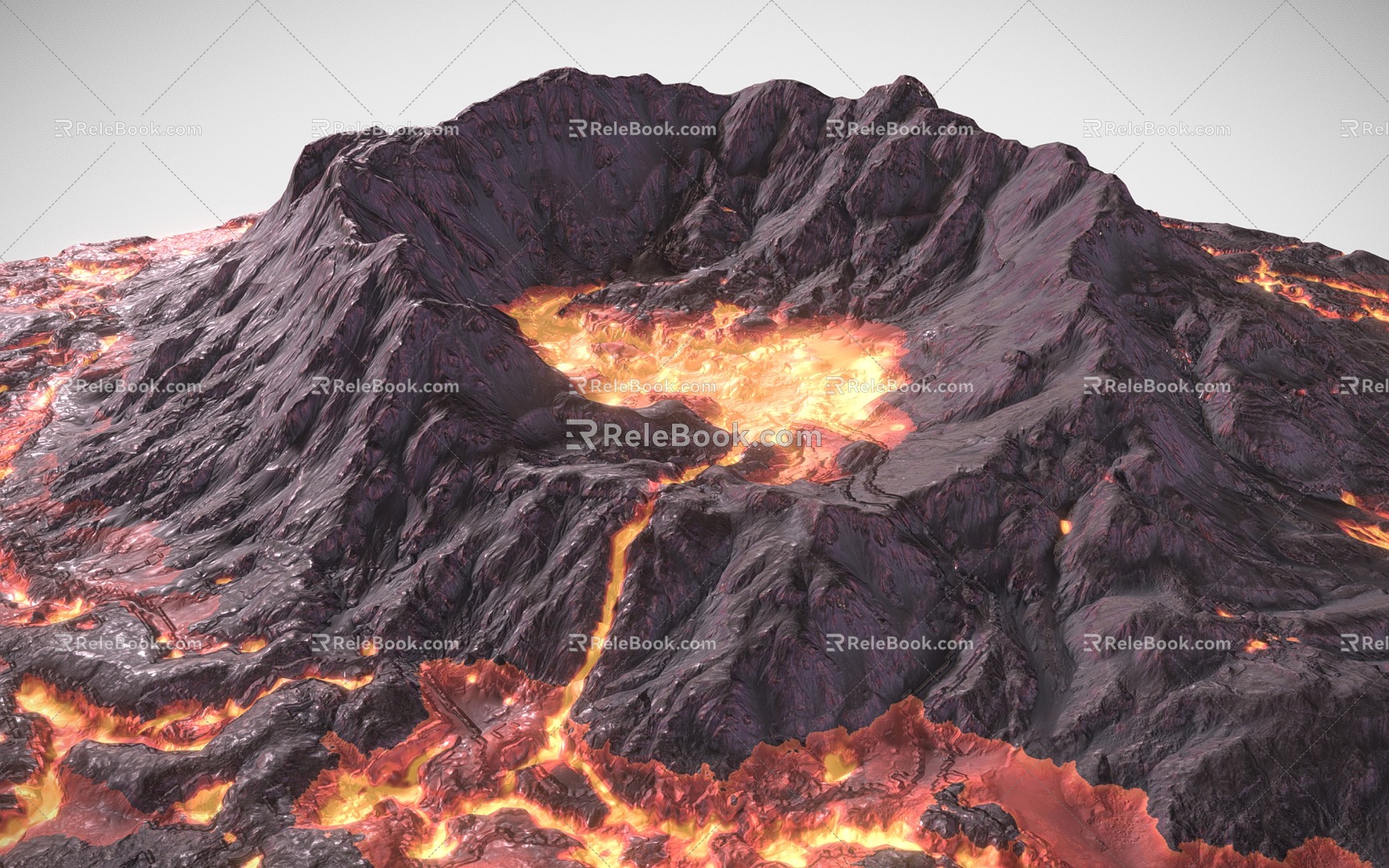 Volcanic Peak Mountain Range Volcanic Terrain 3d model