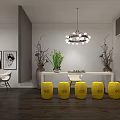 Modern Living Room Showroom With White Sofa Coffee Table Chandelier And Floor Lamps