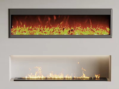 Modern Fireplace Interior Design With Embedded Mount And Realistic Flame Effect 3d model