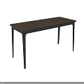 Modern Minimalist Dining Table With Natural Wooden Top And Slim Black Metal Legs