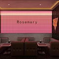 Rosemary Bar Interior With Pink Tiled Wall Brown Leather Booths And Cold Heat Neon Sign
