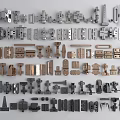 Assorted Metal Mechanical Parts in Various Shapes and Colors Collection