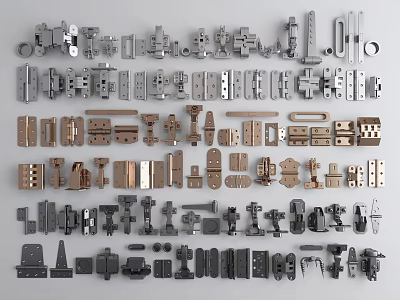Assorted Metal Mechanical Parts in Various Shapes and Colors Collection 3d model