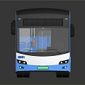Modern Blue And White Bus With Blue Seats And Large Windows Design