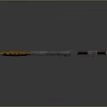 Medieval Battle Axe With Yellow Silver Blade Spiked Edge And Brown Handle Blue Ornamental Design
