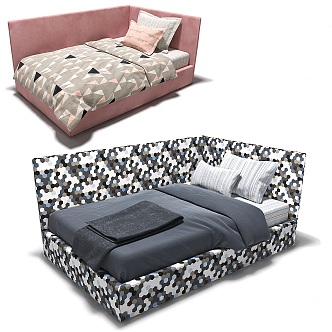 Modern Fabric Single Bed 3d model