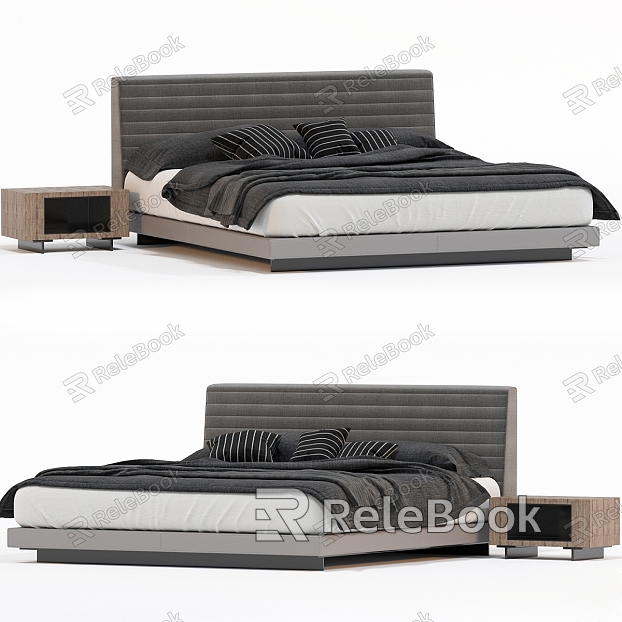 Modern Simple Grey Double Bed model