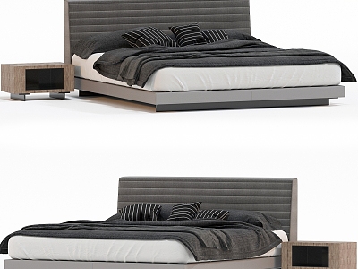 Modern Simple Grey Double Bed model