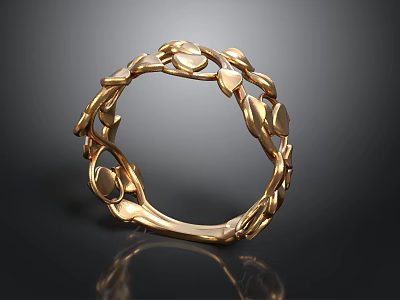 Elegant Gold Bracelet Crafted With Intricate Leaf And Heart Shaped Details 3d model