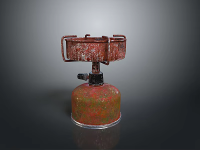 Rusty Portable Gas Stove With Cylinder Base For Outdoor Cooking Use 3d model