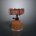 Rusty Portable Gas Stove With Cylinder Base For Outdoor Cooking Use