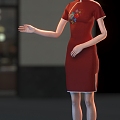 Welcome little sister door etiquette waiter beauty cheongsam woman 3d model