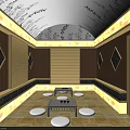 Beauty Salon Relaxation Room With Red Walls Diamond Decor And Round Cushions