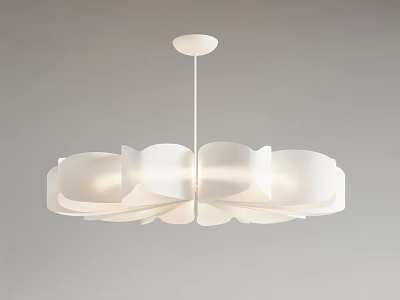 Elegant White Petal Shaped Modern Chandelier with Layered Design for Contemporary Spaces 3d model