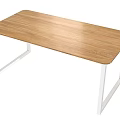 Sleek Modern Office Desk Featuring Wooden Top And White Metal Legs