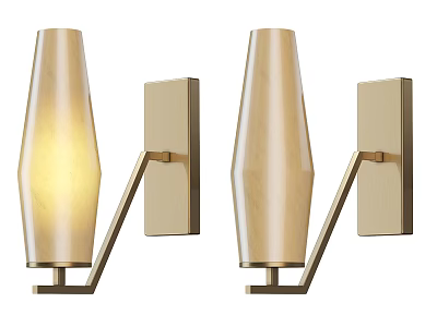 Modern Elegant Wall Sconces With Beige Glass Shade And Metal Frame Design 3d model