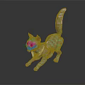 Game Movie Character Striped Cat with Blue Green Striped Fur Green Eyes and Pink Ears