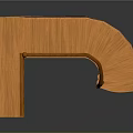 Orange Wooden Staircase Furniture With Handrail And Curved Steps Design