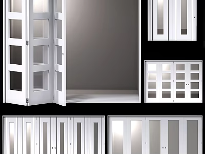 White Hinged Doors With Glass Panel Designs For Modern Home Interior Decoration 3d model