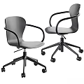 Modern Gray Leisure Chair With Armrests Black Frame And Rolling Wheels