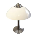Modern Table Lamp With White Dome Shade Silver Top And Dark Metal Base