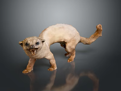 Hairless Creature In Aggressive Stance With Open Mouth Long Tail And Smooth Skin 3d model