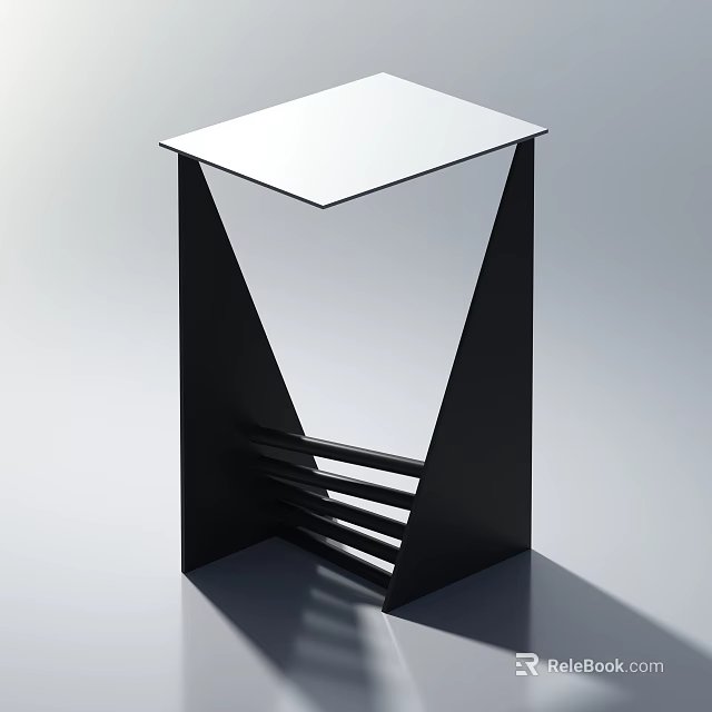 Sleek Modern Single Chair With Geometric Black Frame And White Seat 3d model 