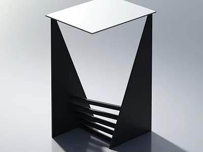 Sleek Modern Single Chair With Geometric Black Frame And White Seat 3d model