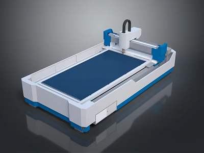 Industrial Laser Cutting Machine With Precision Worktable And Blue White Frame 3d model