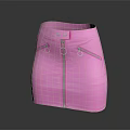 Pink Trendy Mini Skirt With Front Zipper And Metal Ring Accents