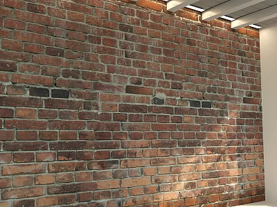Vintage Exposed Red Brick Wall Interior With Recessed Ceiling Lights And Rustic Texture 3d model