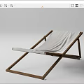 Wooden Frame Lounge Chair With White Cushion And Plaid Pillow Design