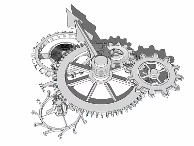 Modern Industrial Wall Decor With Intricate Gears And Mechanical Components 3d model